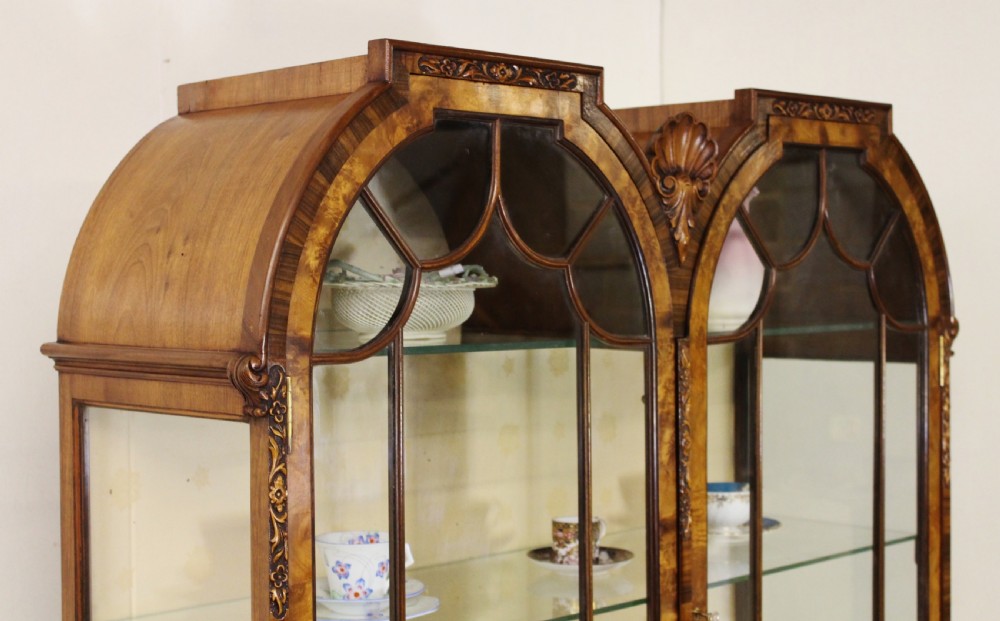 Burr Walnut Dome Topped Display Cabinet View V