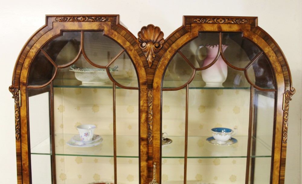 Burr Walnut Dome Topped Display Cabinet View XII