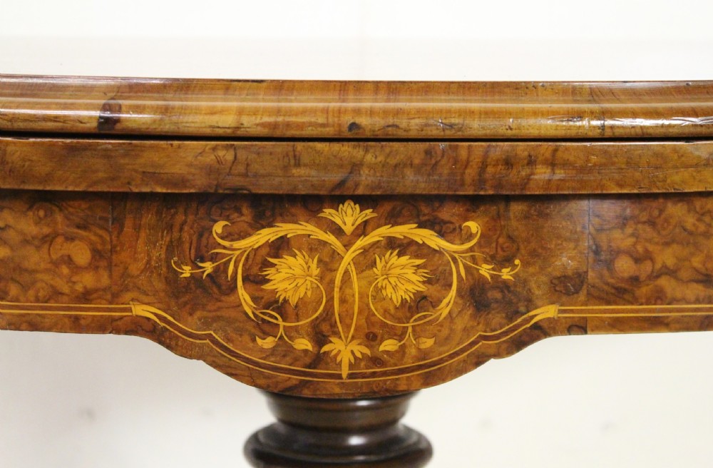 Victorian Inlaid Burr Walnut Card Table View III