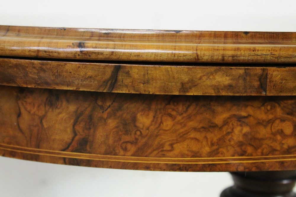 Victorian Inlaid Burr Walnut Card Table View XIV