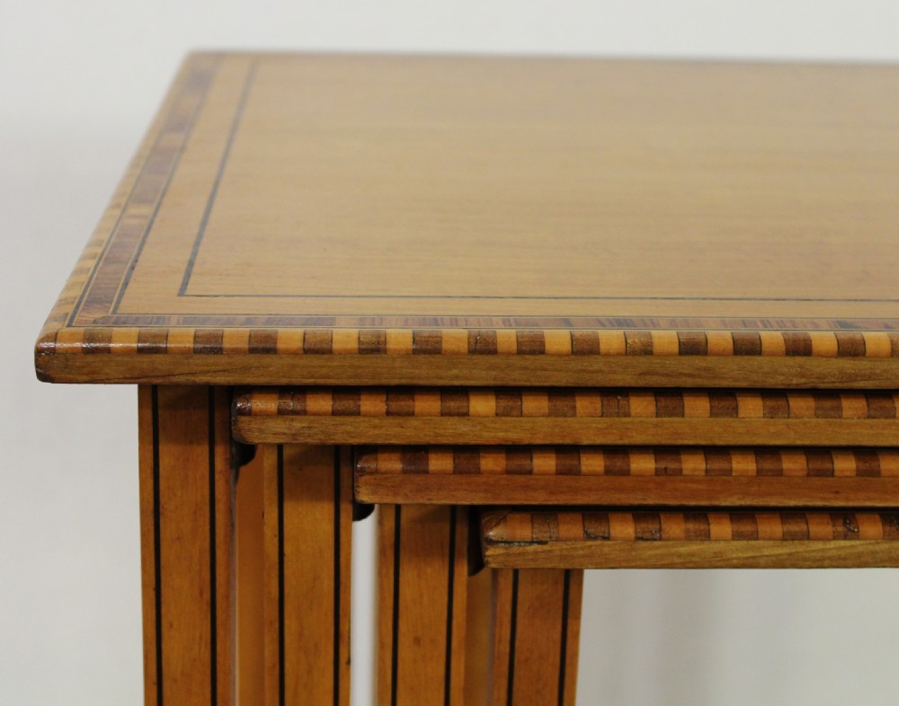 Inlaid Satinwood Nest of 4 Tables View X