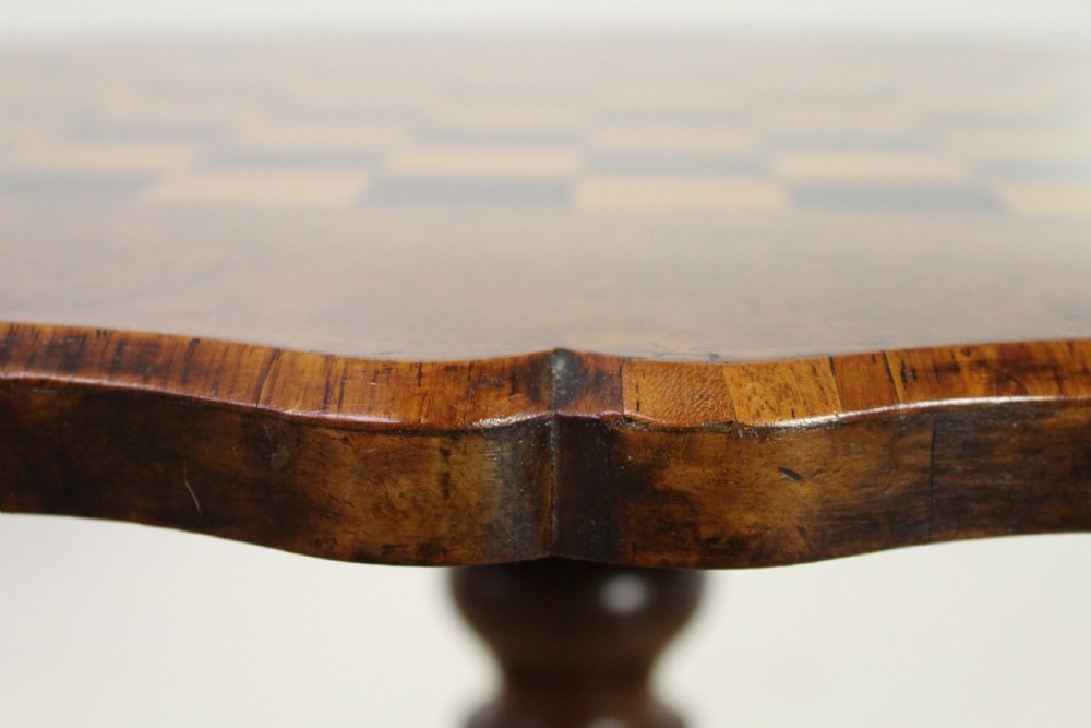 Victorian Burr Walnut Chess Top Table View V
