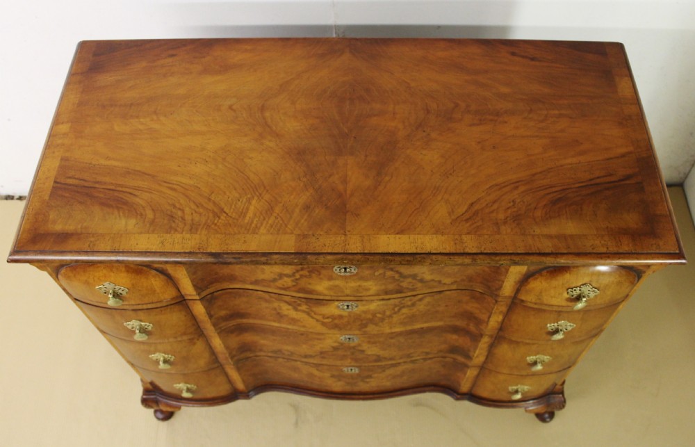 Burr Walnut Queen Anne Style Chest of Drawers View V