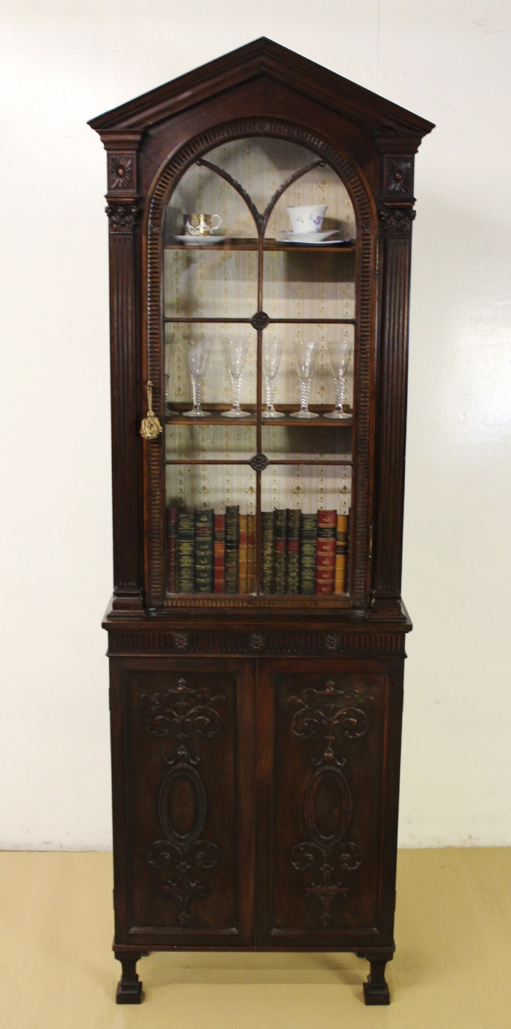 Mahogany Architectural Slender Bookcase