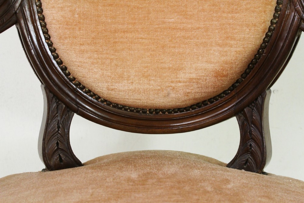 Pair of French Mahogany Upholstered Armchairs View IX