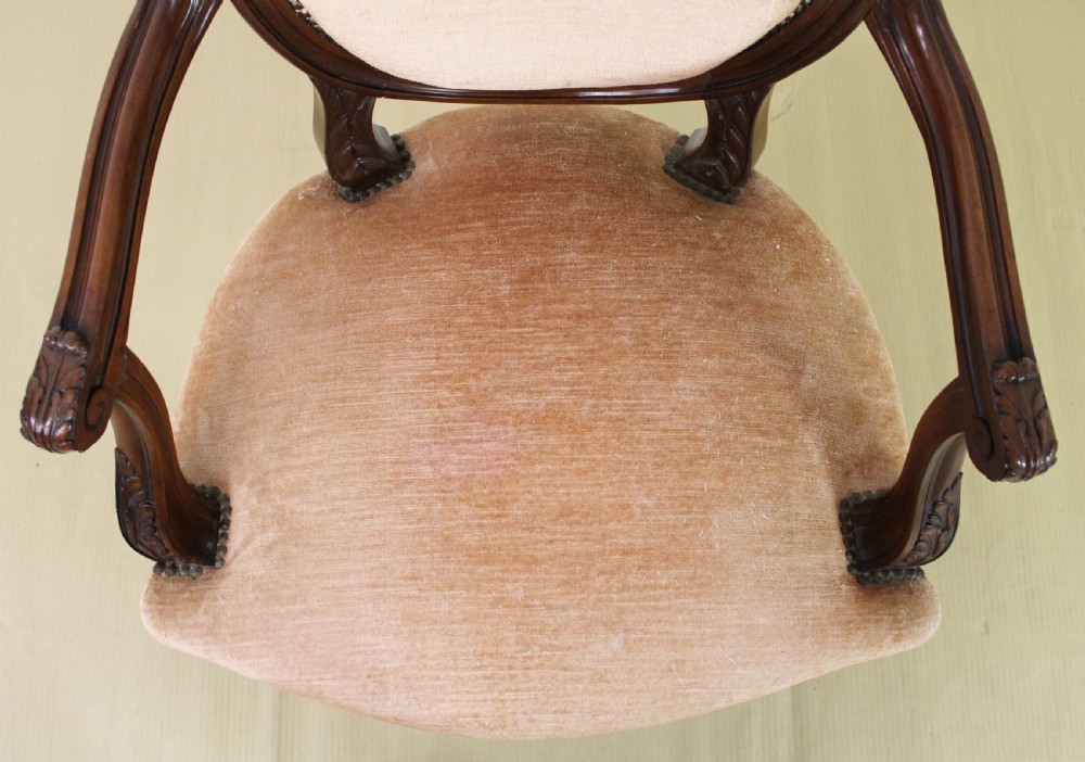 Pair of French Mahogany Upholstered Armchairs View X