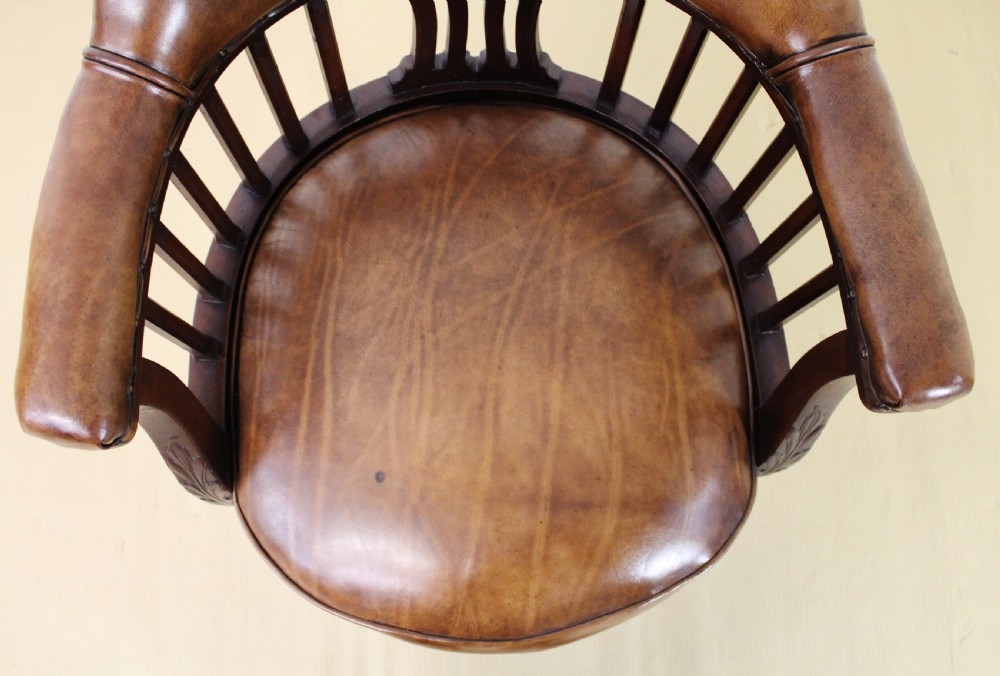 Victorian Leather Upholstered Revolving Desk Chair View IV