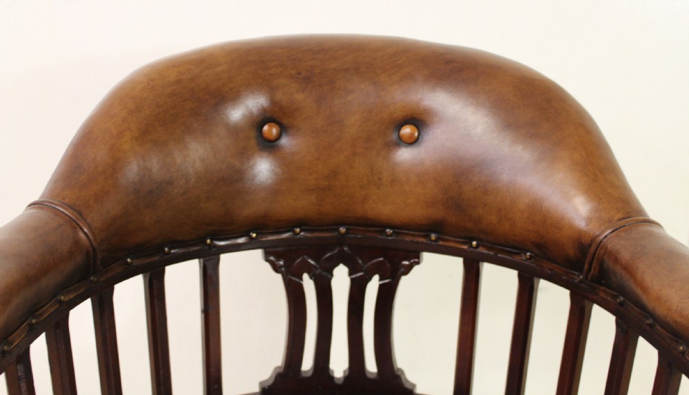 Victorian Leather Upholstered Revolving Desk Chair View VII
