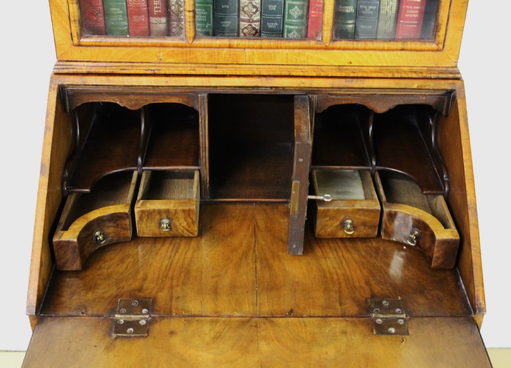 Burr Walnut Bureau Bookcase View XV