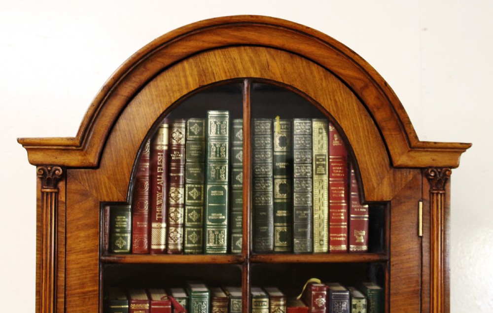 Domed Top Burr Walnut Bureau Bookcase View IX