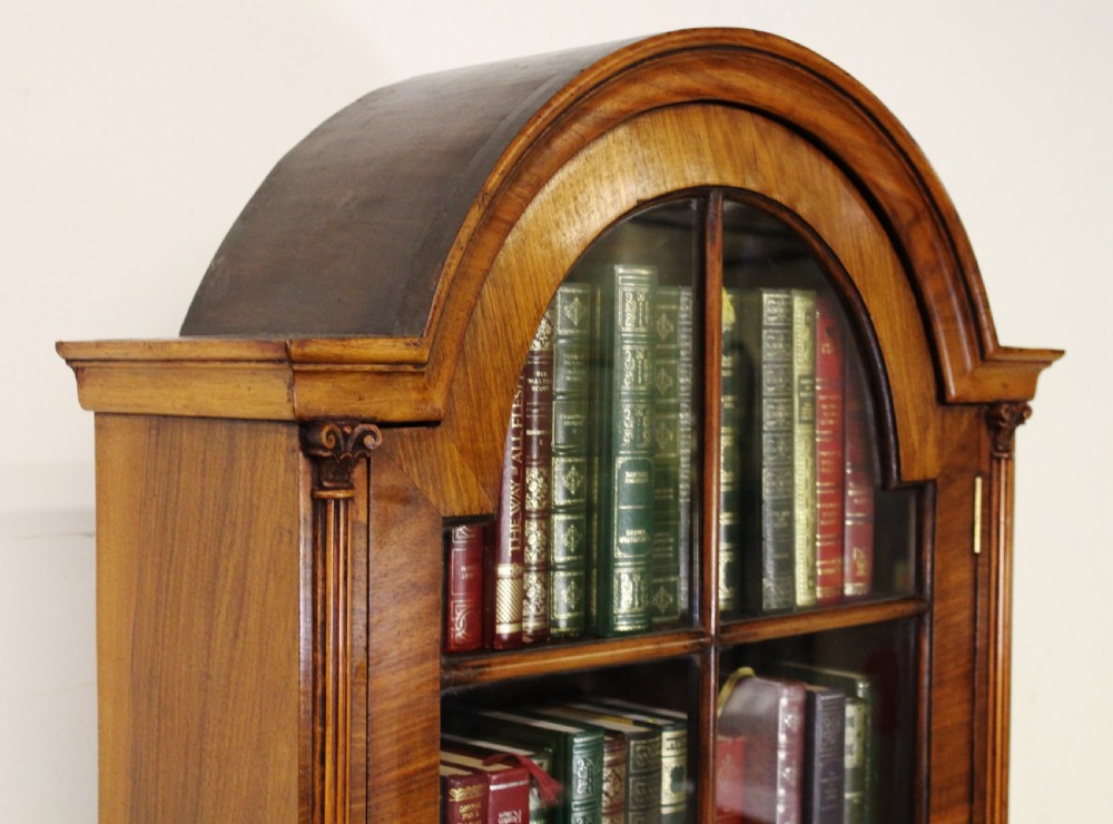 Domed Top Burr Walnut Bureau Bookcase View XVI