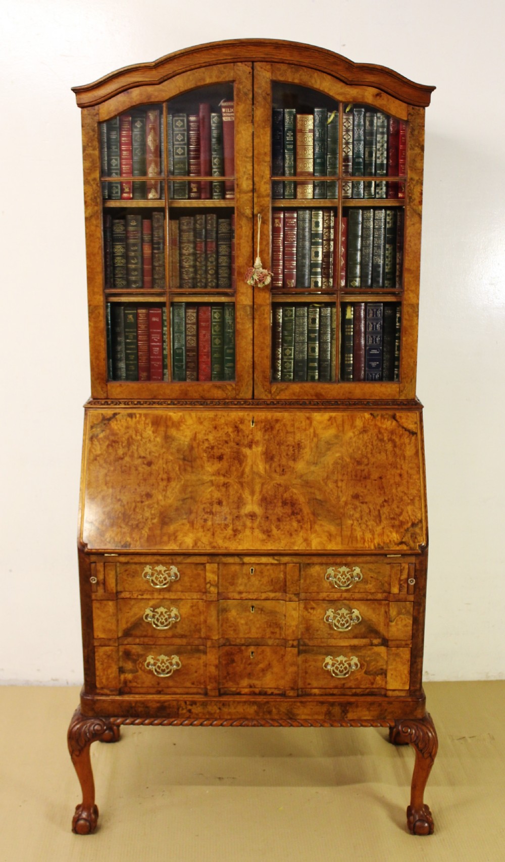 Burr Walnut Bureau Bookcase
