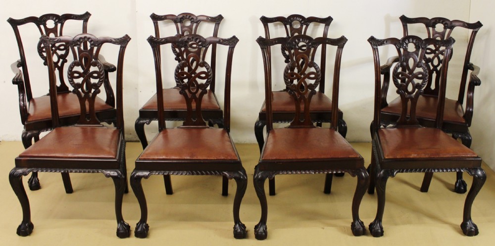 Set of 8 Mahogany Chippendale Style Dining Chairs View VI