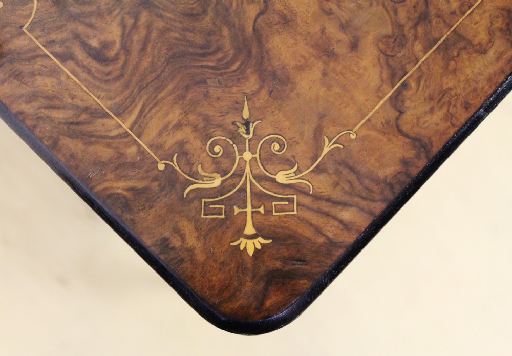 Victorian Inlaid Burr Walnut Canterbury Whatnot View III