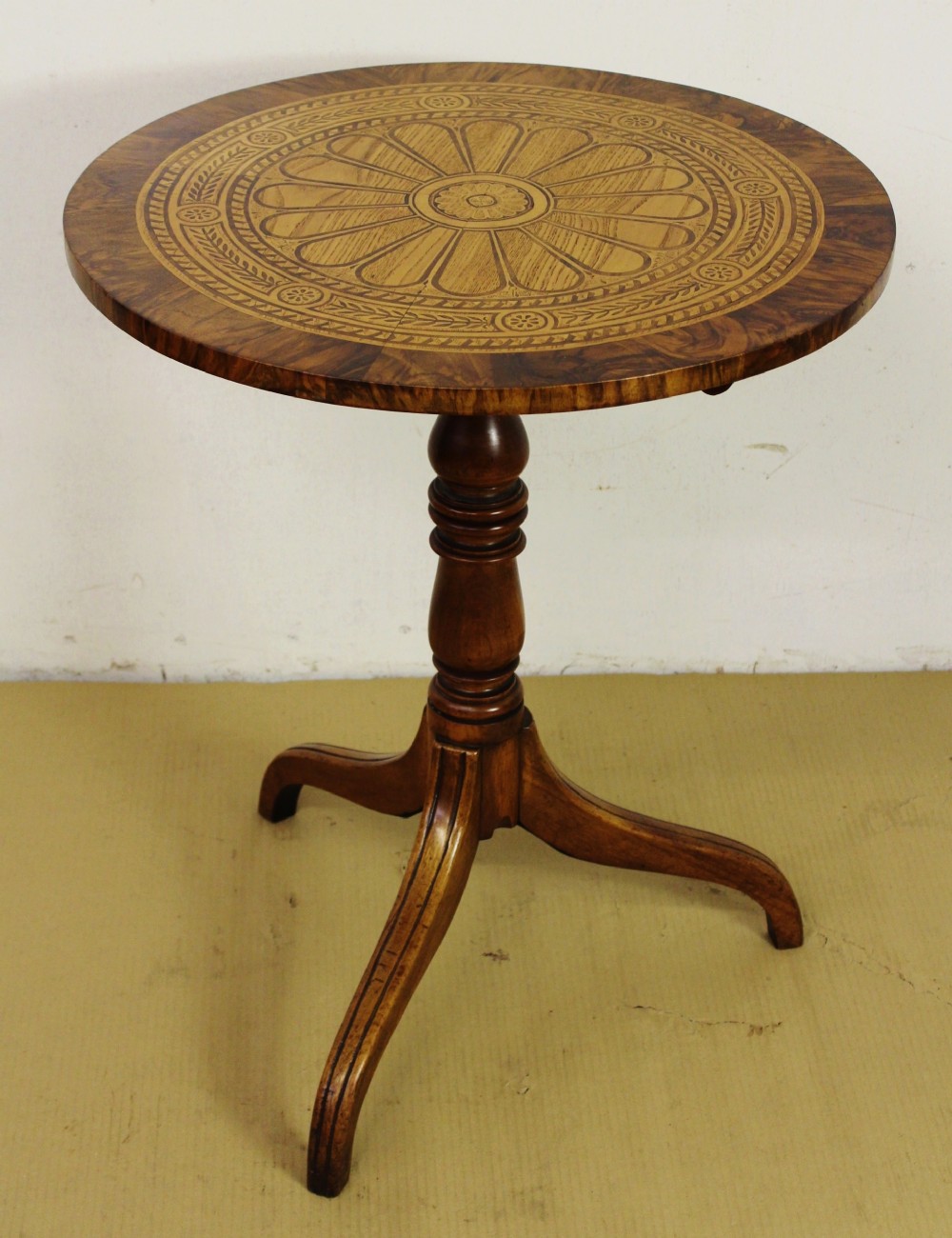 Inlaid Walnut Tripod Occasional Table