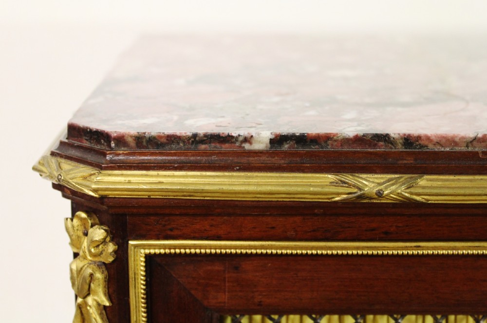 Slender Marble Topped French Mahogany Cabinet View X