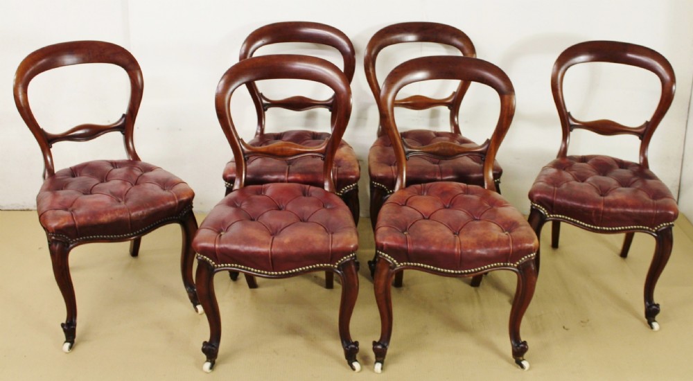 London Quality Set of 6 Victorian Mahogany Dining Chairs