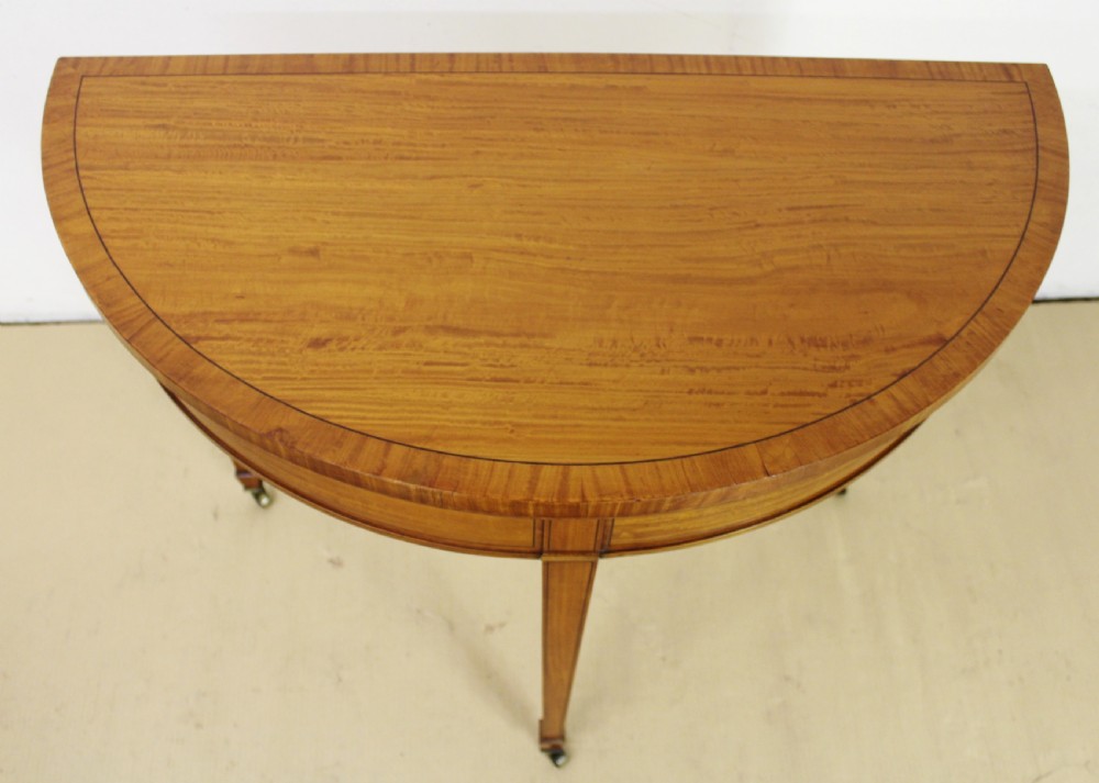 Inlaid Satinwood Demi Lune Card Table View V