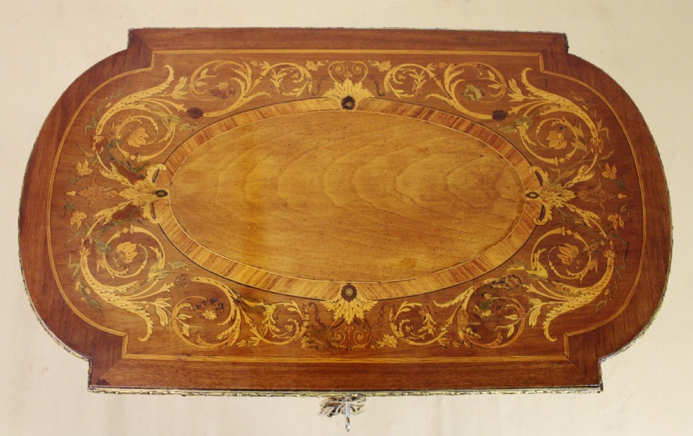 French Marquetry Inlaid Work Table View V
