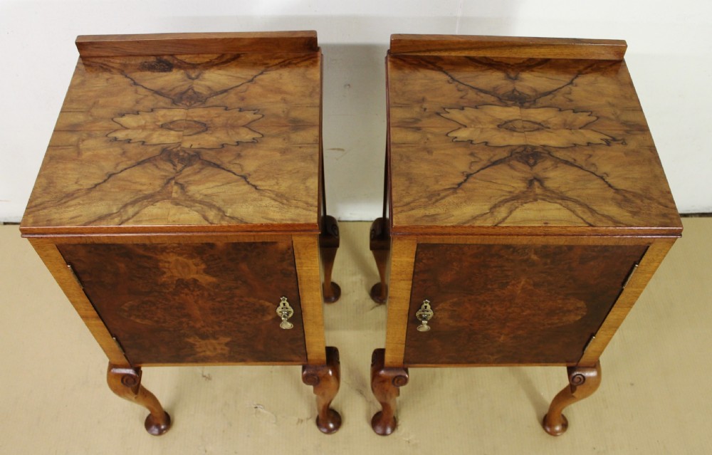 Pair of Burr Walnut Bedside Cupboards View II