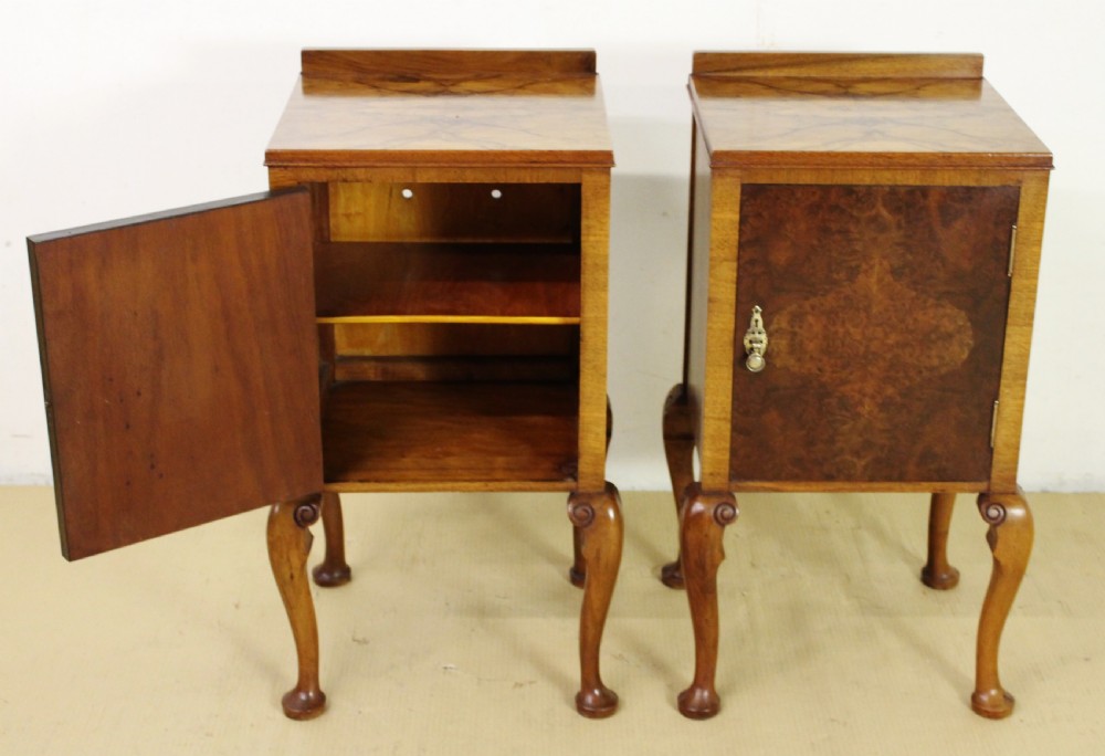 Pair of Burr Walnut Bedside Cupboards View IX