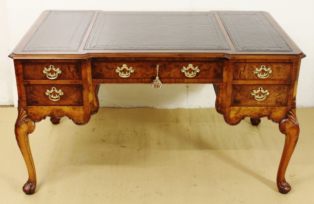 Burr Walnut Partners Writing Desk by Maple and Co.