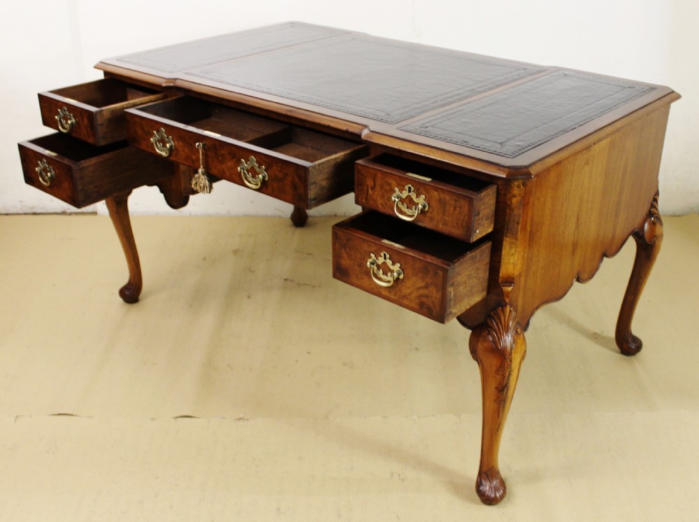 Burr Walnut Partners Writing Desk by Maple and Co. View IV