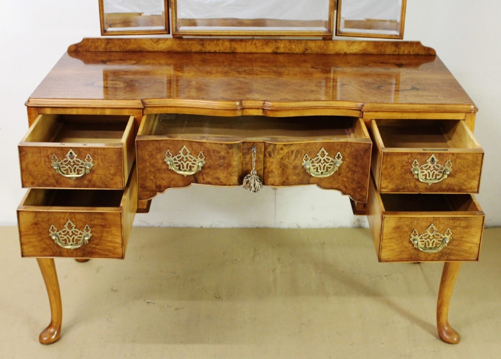 Burr Walnut Dressing Table and Stool View III