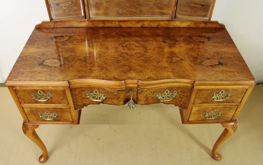 Burr Walnut Dressing Table and Stool View IV