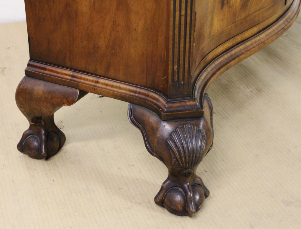 Burr Walnut Serpentine Fronted Bookcase View VII