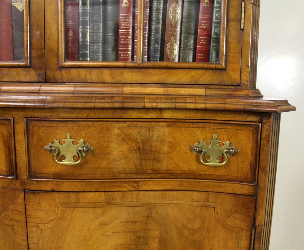 Burr Walnut Serpentine Fronted Bookcase View XII