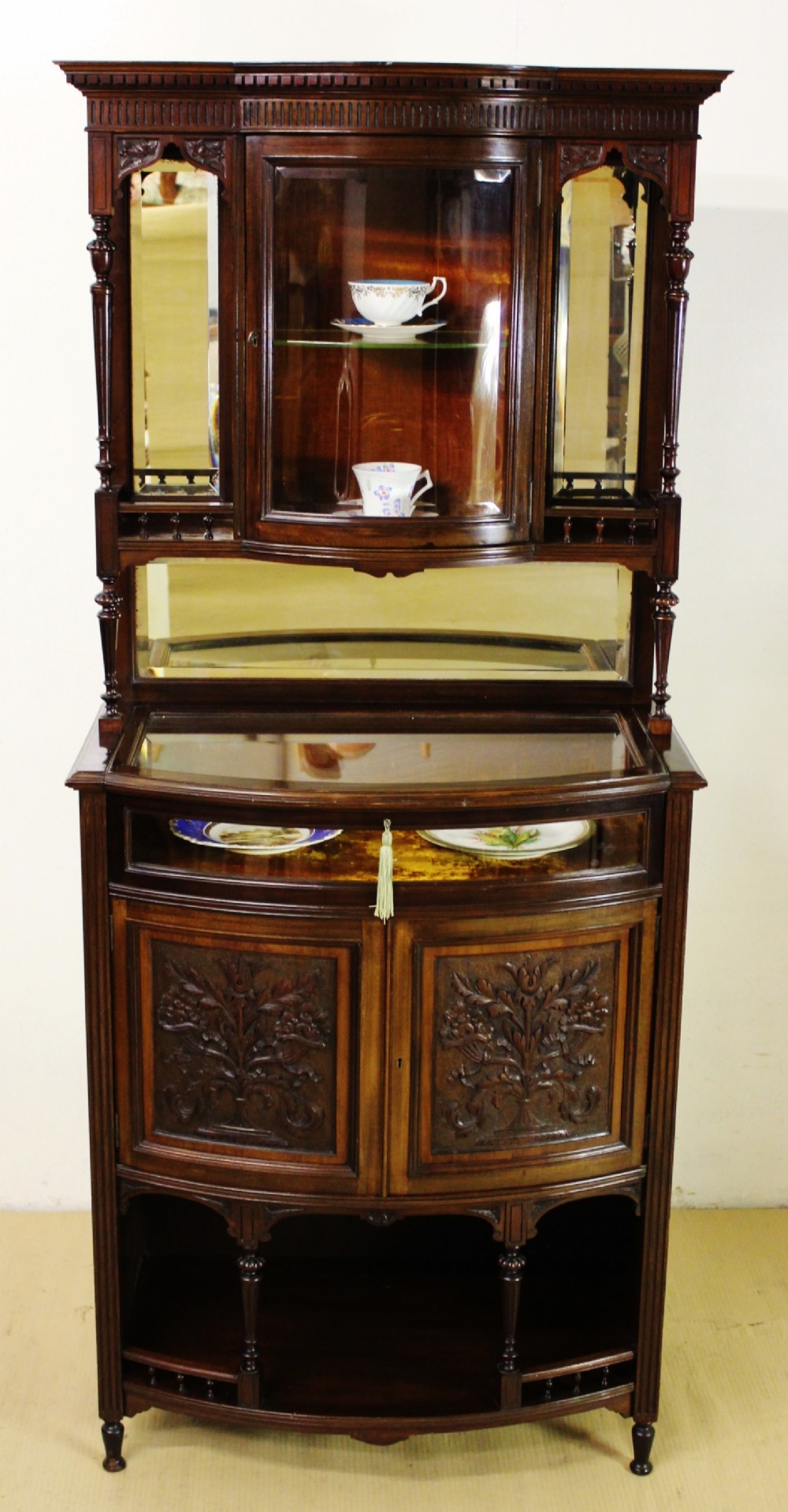 Victorian Carved Mahogany Display Cabinet