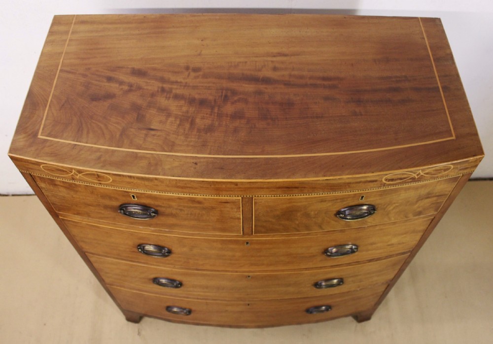 Maple and Co Inlaid Bow Fronted Chest of Drawers View III