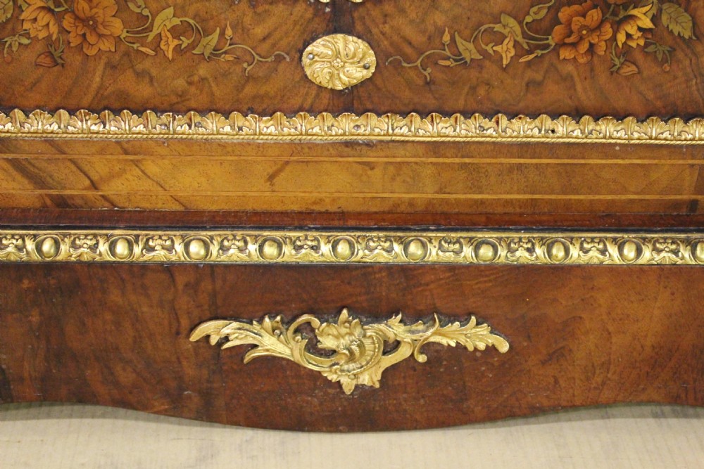 Victorian Floral Marquetry Inlaid Burr Walnut Credenza  View XXII