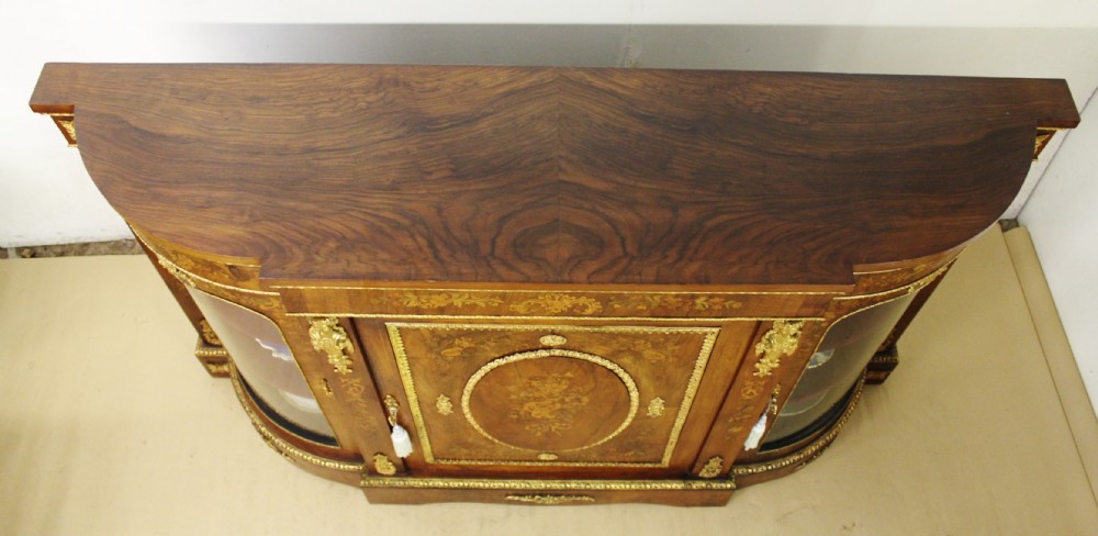 Victorian Floral Marquetry Inlaid Burr Walnut Credenza  View XXIII
