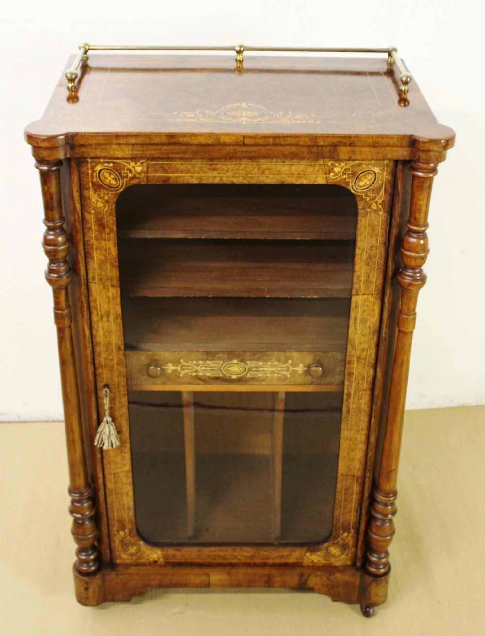 Victorian Inlaid Burr Walnut Music Cabinet