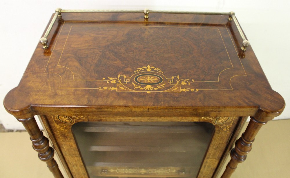 Victorian Inlaid Burr Walnut Music Cabinet View III