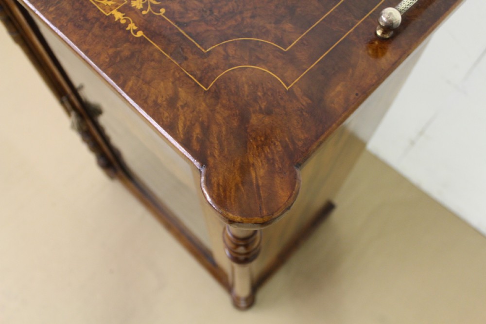 Victorian Inlaid Burr Walnut Music Cabinet View IX