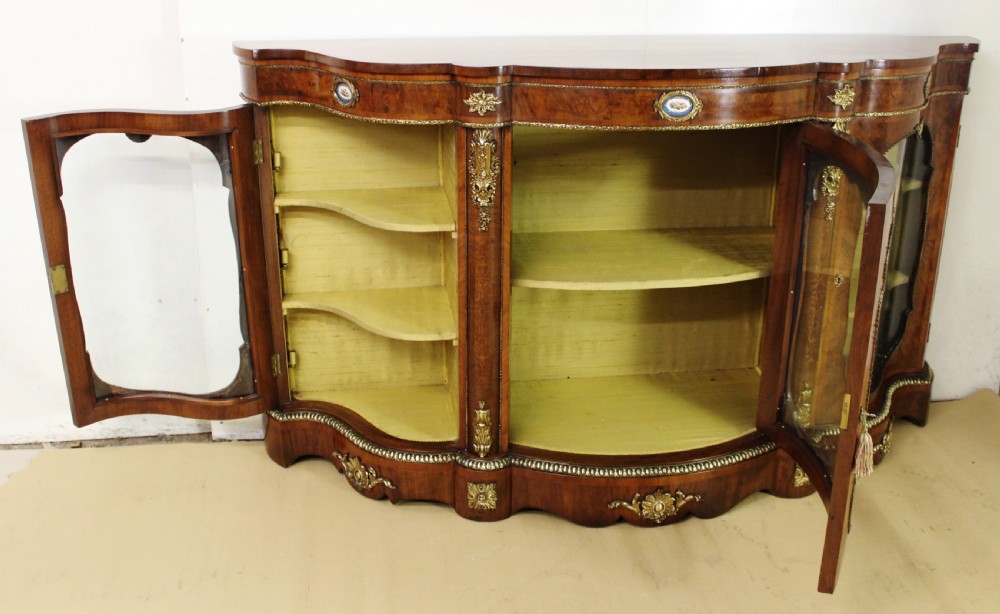 Serpentine Burr Walnut Credenza With Sevres Porcelain Plaques  View III