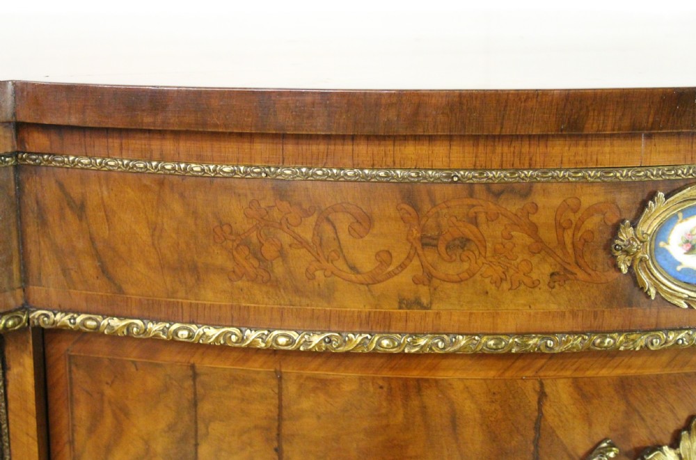 Serpentine Burr Walnut Credenza With Sevres Porcelain Plaques  View XII