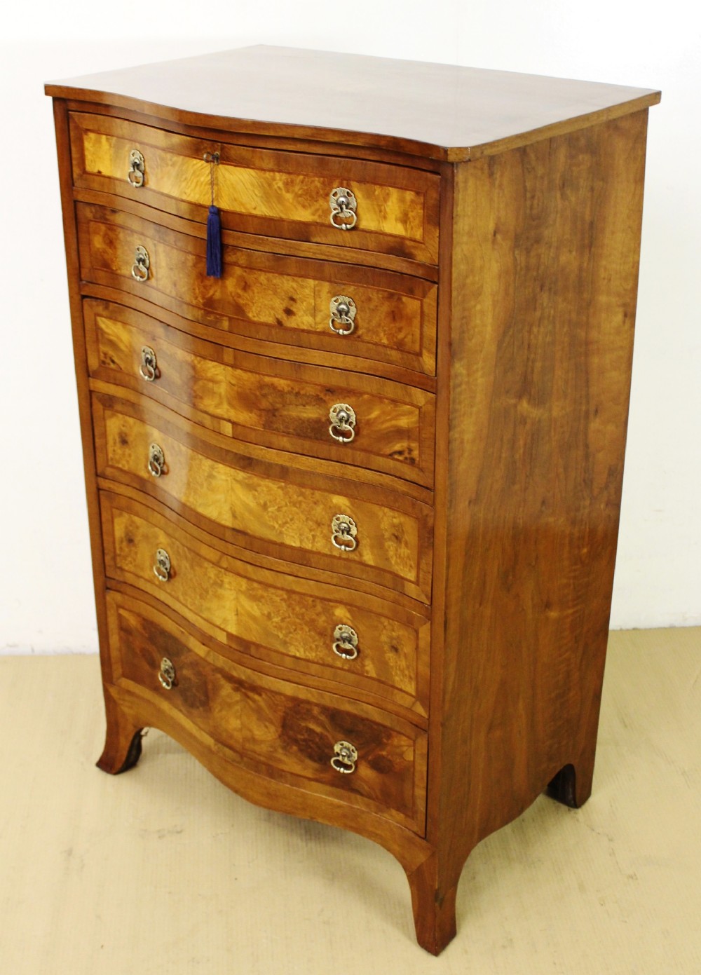 Burr Walnut Serpentine Chest of Drawers