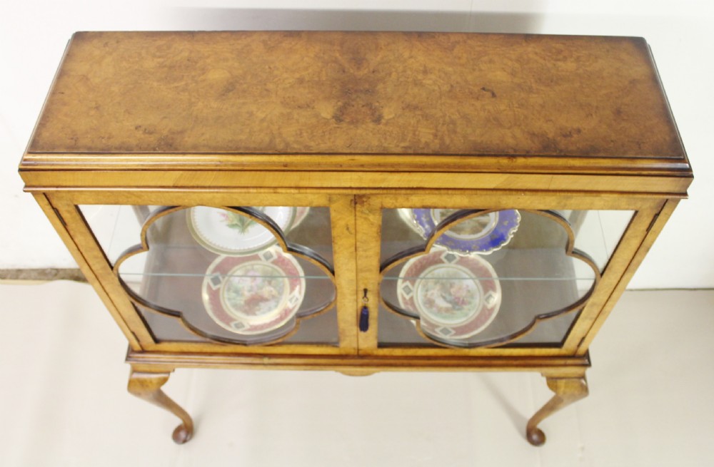 Burr Walnut Queen Anne Style Display Cabinet View IV