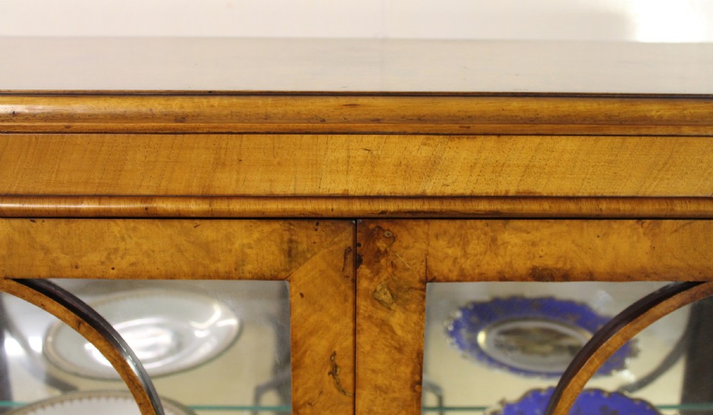 Burr Walnut Queen Anne Style Display Cabinet View IX