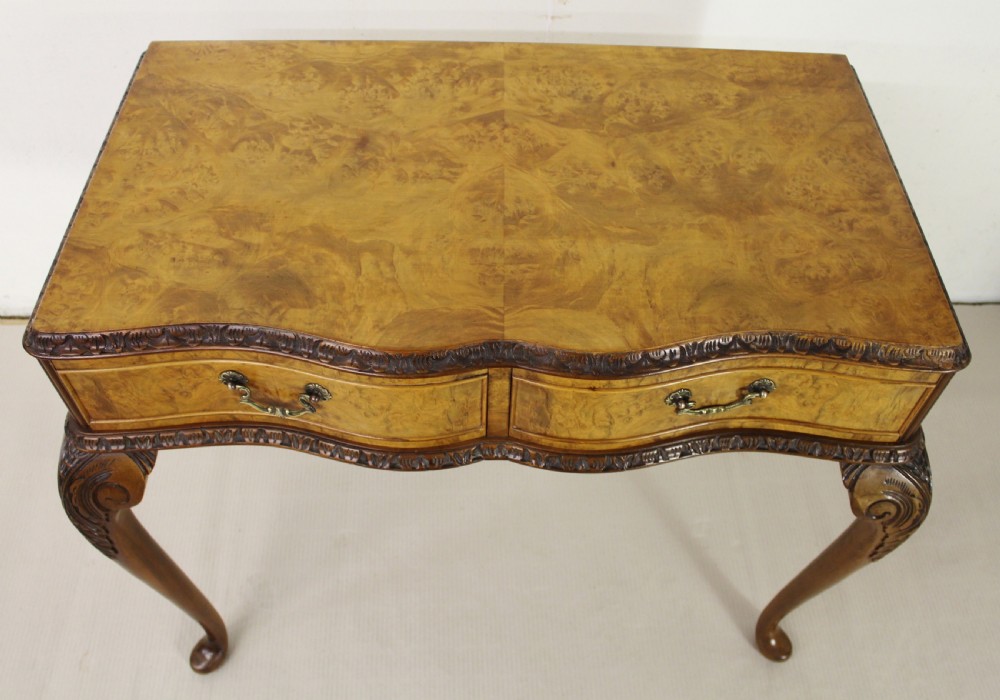 Serpentine Shaped Burr Walnut Side Table View II