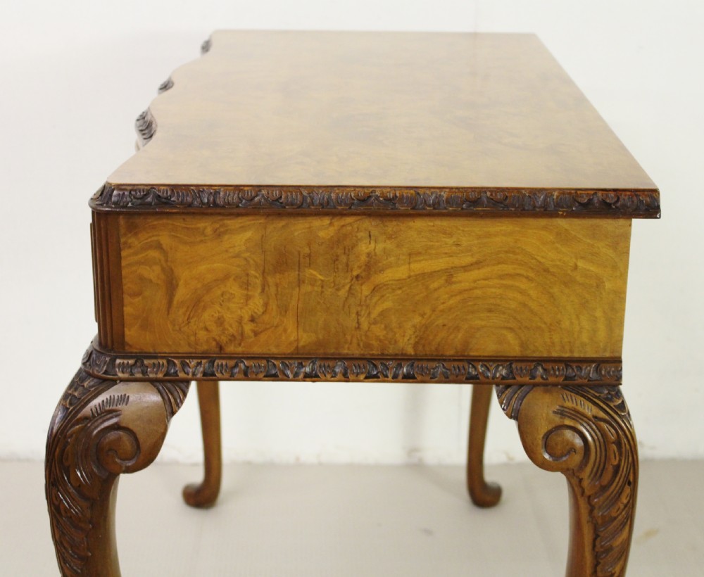 Serpentine Shaped Burr Walnut Side Table View V