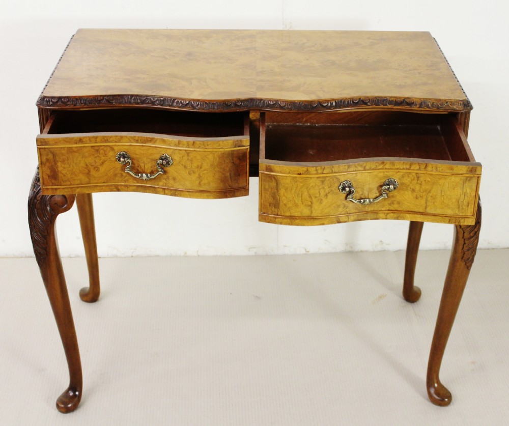 Serpentine Shaped Burr Walnut Side Table View IX