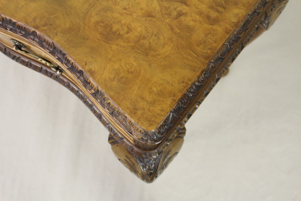 Serpentine Shaped Burr Walnut Side Table View XIII