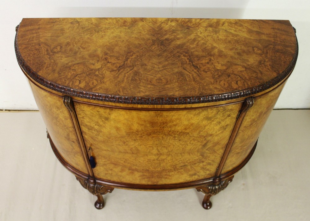 Burr Walnut Half Moon Commode View V