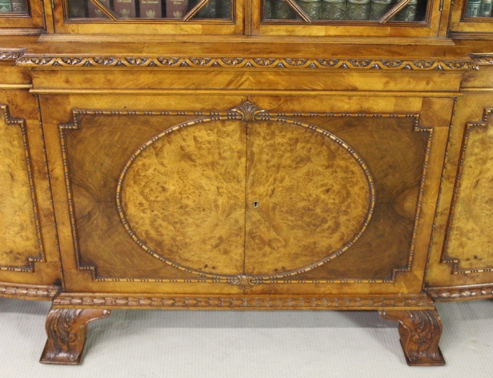 Waring and Gillow Breakfront Burr Walnut Bookcase View III