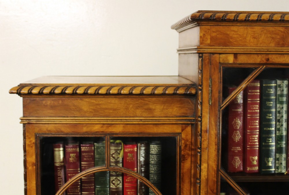 Waring and Gillow Breakfront Burr Walnut Bookcase View V